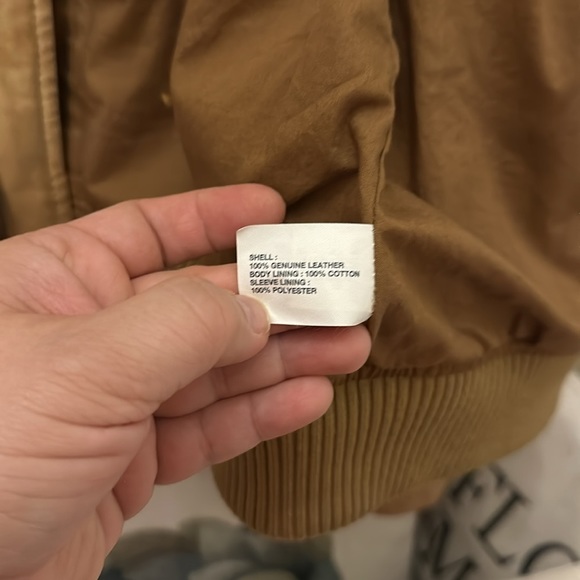 Used Tan Leather Motorcycle Style Gap Jacket - Picture 4 of 17